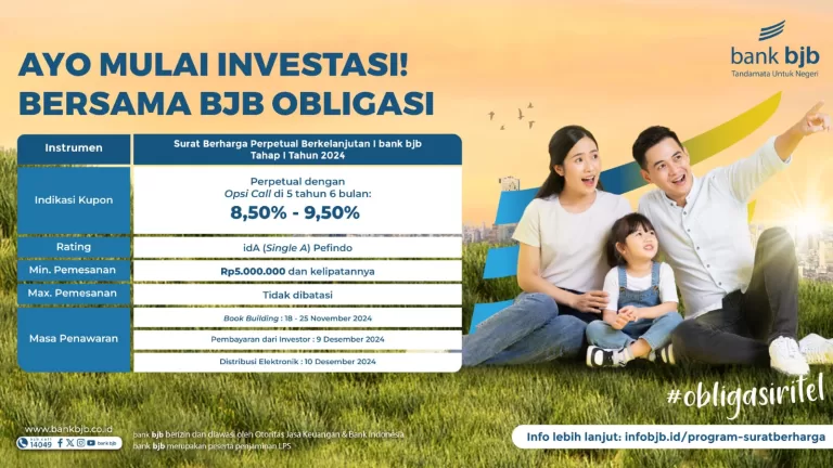 bank bjb Tawarkan Investasi Melalui Surat Berharga Perpetual dengan Kupon Tinggi