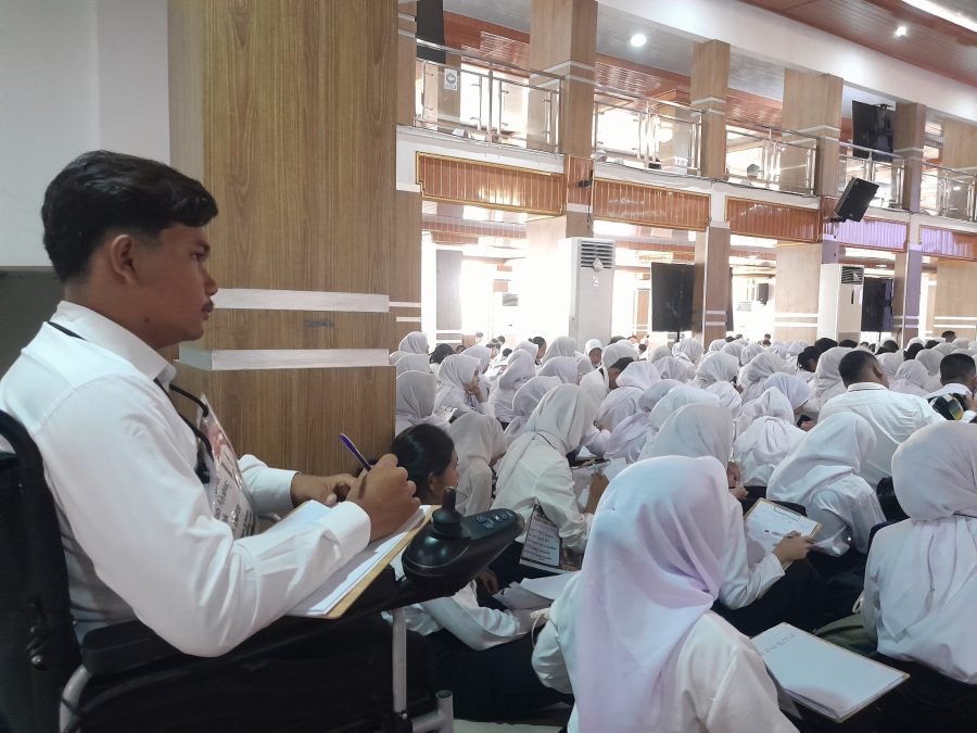 Hasbi Ash shidqi, mahasiswa baru Unsika saat PKKMB, Sabtu (26/7/2025).