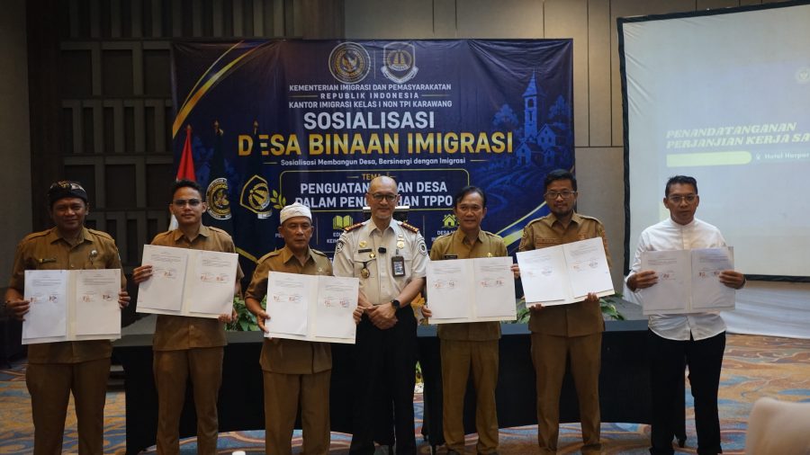Penandatanganan kerjasama dengan enam desa yang menjadi lokus Desa Binaan Imigrasi (DBI), Selasa (15/9/2026).